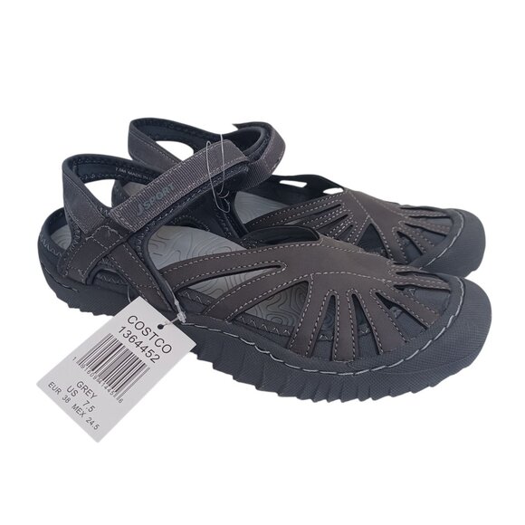 J-Sport by Jambu Poppy Hook-& Loop Closed Toe Gray Sandals Womens 7.5 NEW - Picture 1 of 12
